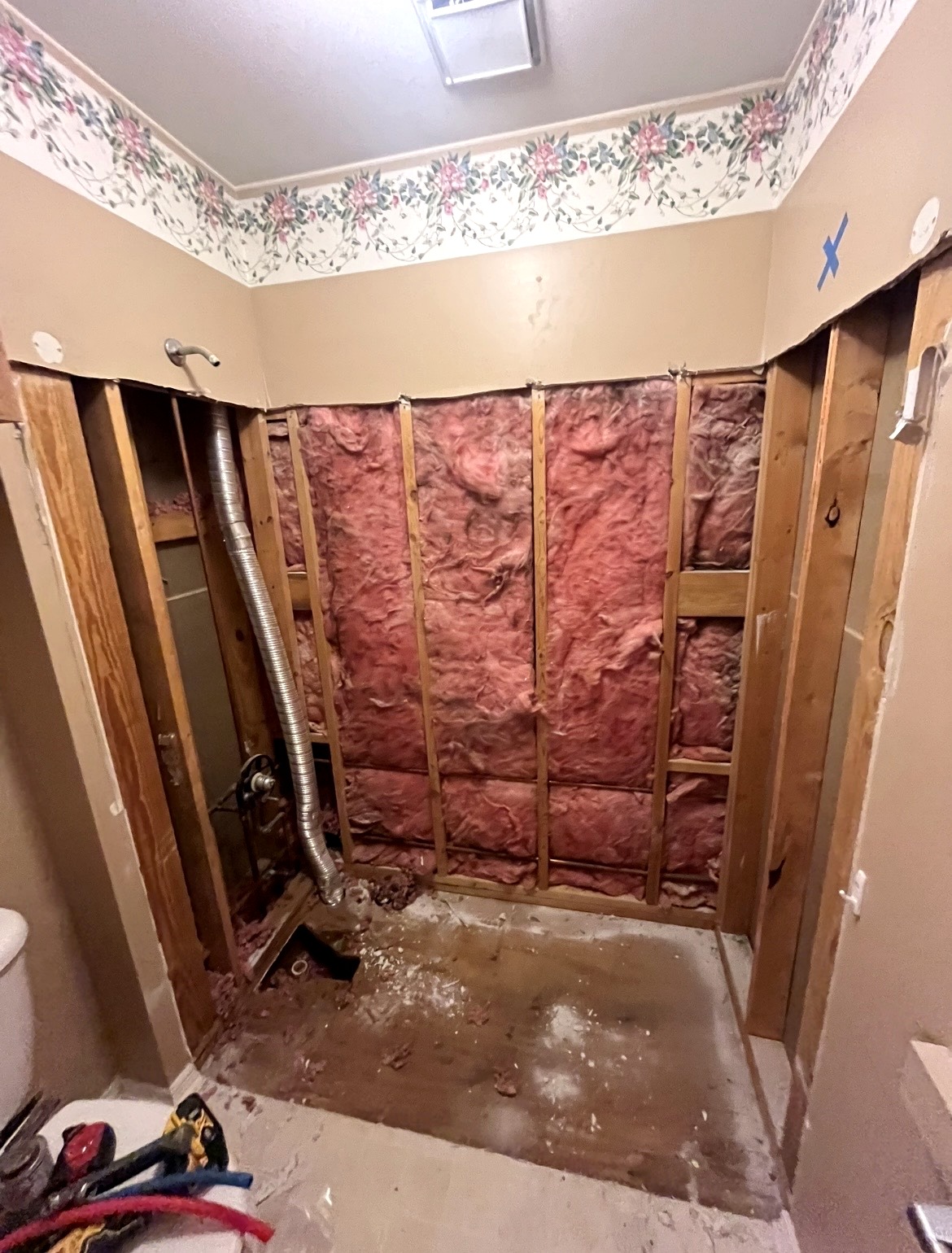 Shower installation in progress